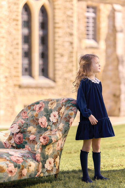 Dress - Navy Velvet Collar Race - Image principale