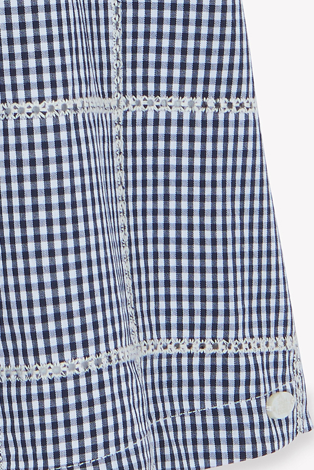 Dress - Ecru cotton Round neck Check