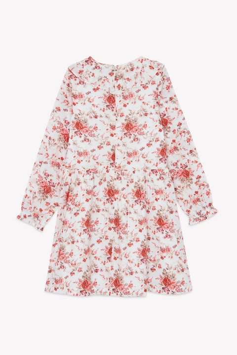 Vestido - Rosa peonía de algodón Cuello babero - Image principale
