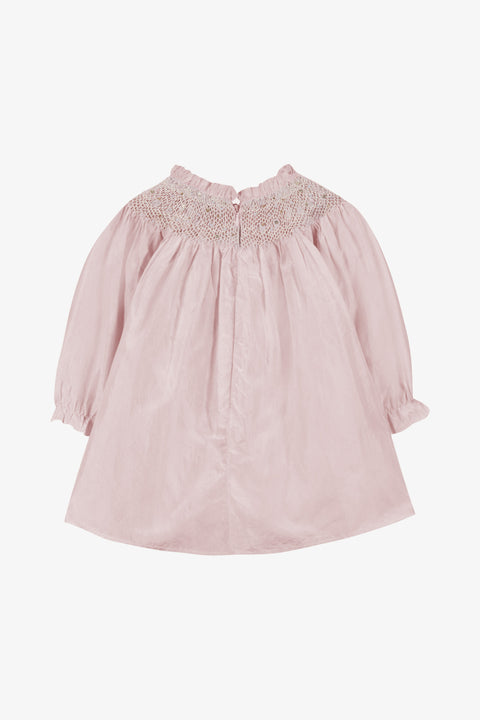 Robe - Rosée soie smocks perles - Image principale