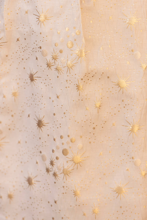 Kleid – Rosé-Baumwolle mit goldenen Mustern - Image principale