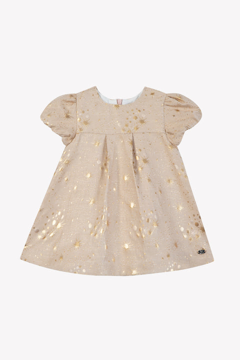 Kleid – Rosé-Baumwolle mit goldenen Mustern - Image principale