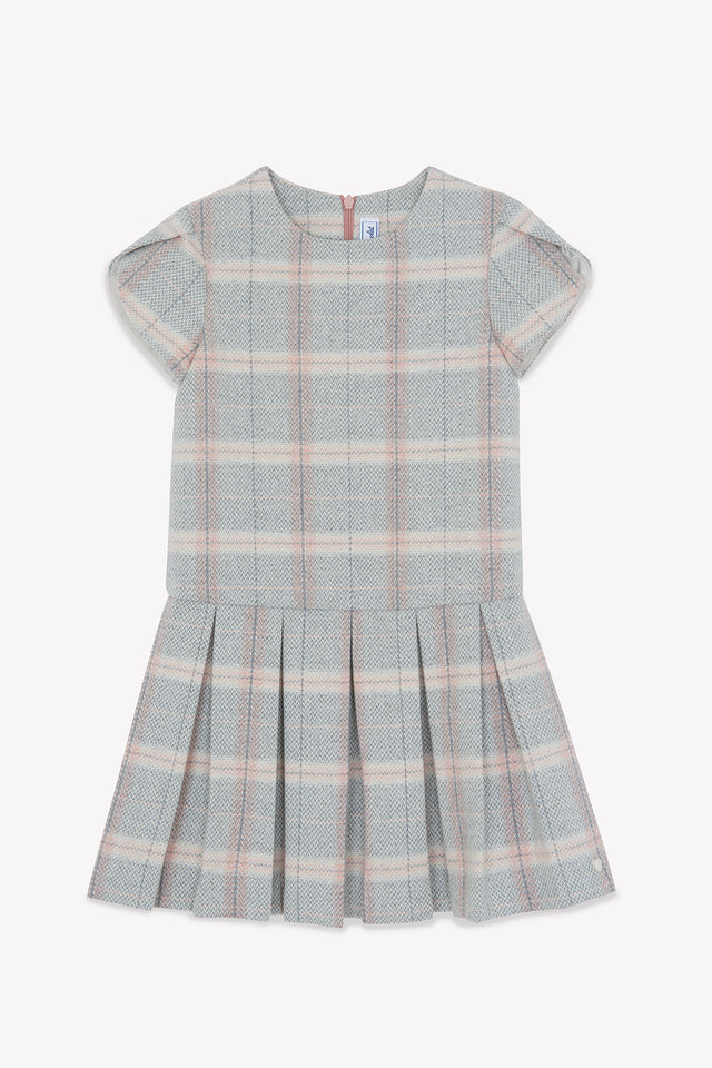 Dress - Beige medium Round neck Check - Image principale