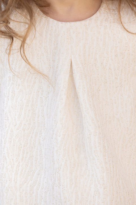Robe - Ecru coton détails dorés - Image principale