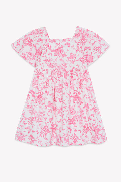Robe - Rose coton imprimé inspiration toile de jouy - Image principale