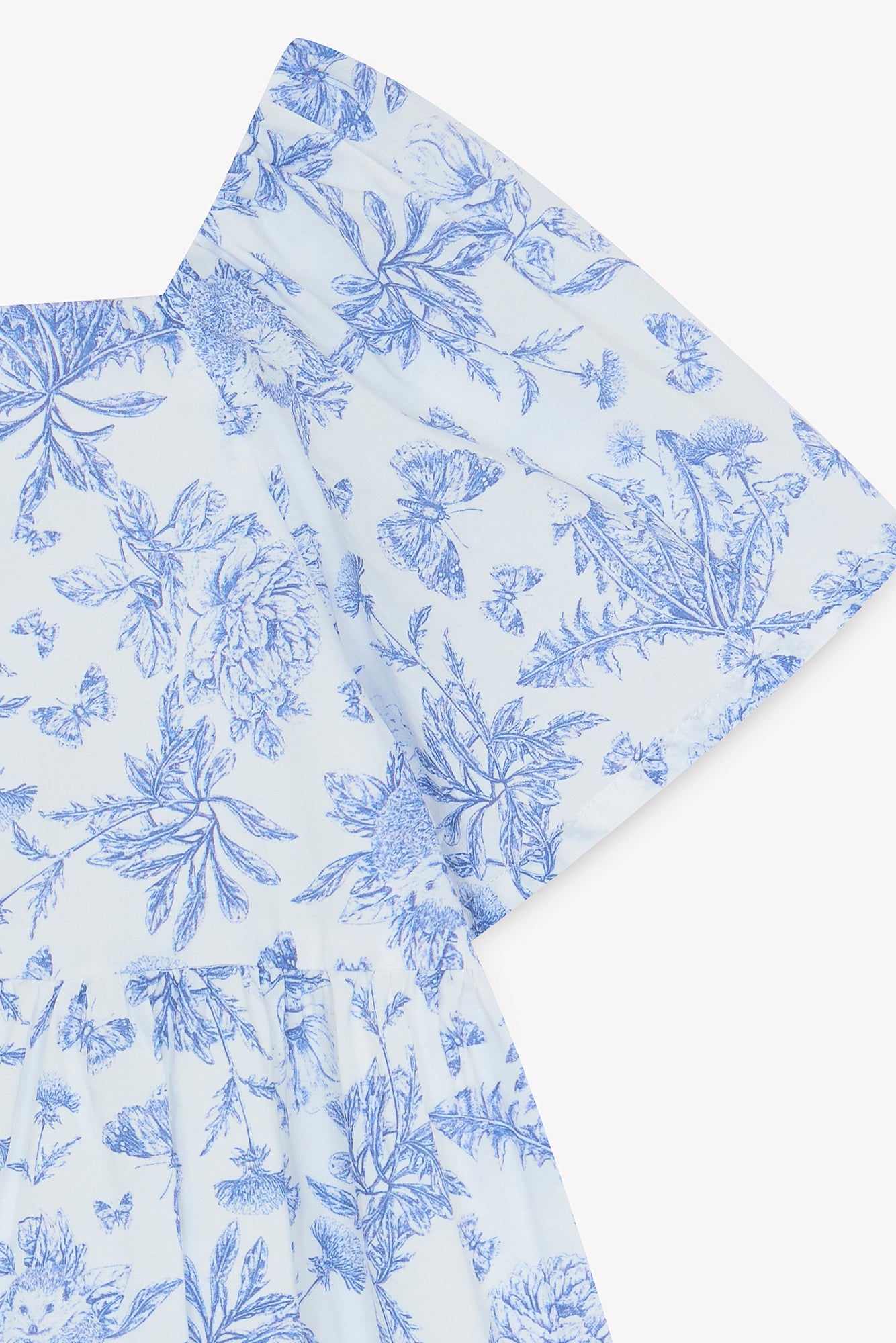 Robe - Bleu coton imprimé inspiration toile de jouy