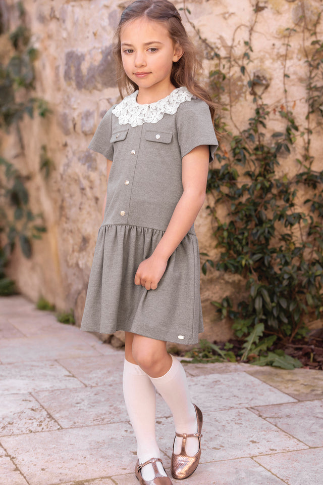 Dress - Grey heather Round neck Buttons - Image principale
