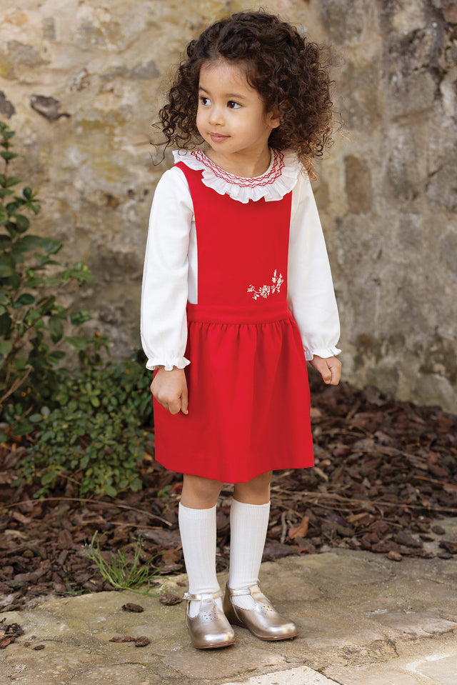 Robe - Cerise broderies fleurs - Image principale