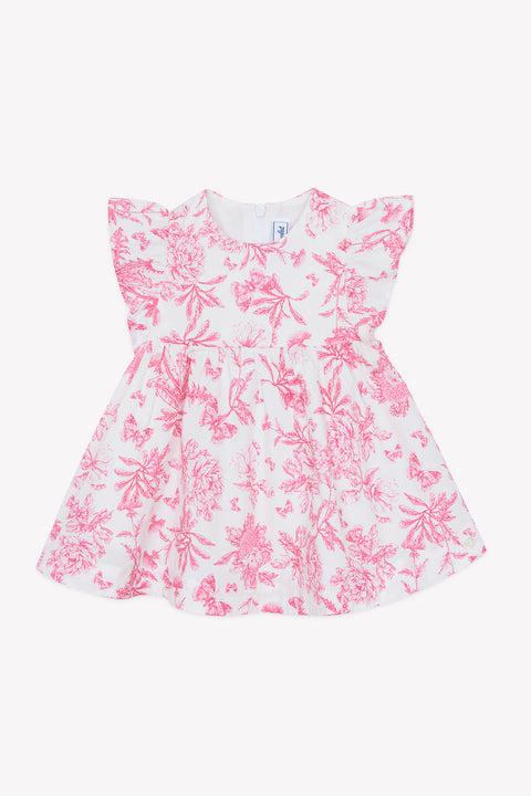 Robe - Rose coton imprimé inspiration toile de jouy - Image principale