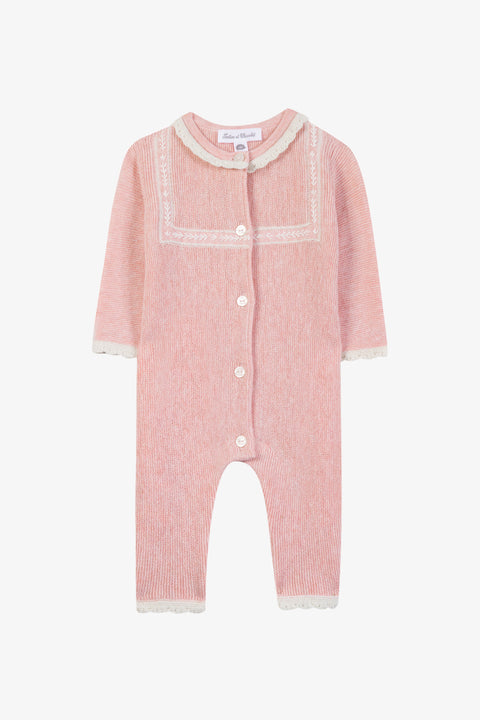 Combinaison longue - Vieux rose coton col rond - Image principale