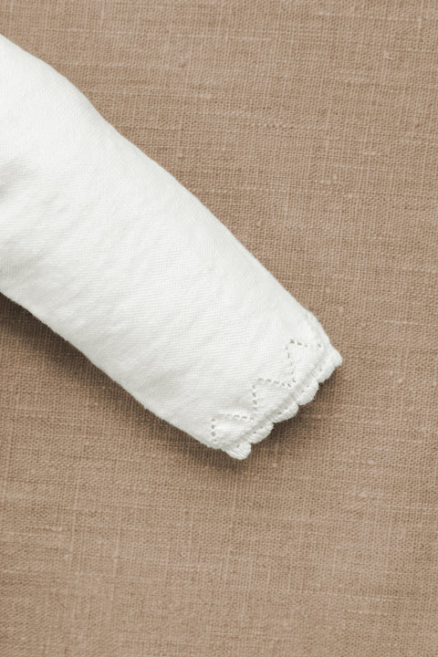 Langer Overall - Ecru Baumwolle Stickerei - Image principale