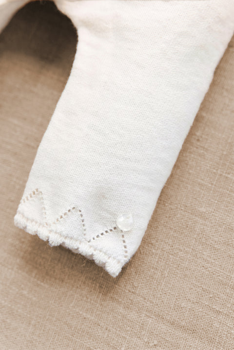 Langer Overall - Ecru Baumwolle Stickerei - Image principale