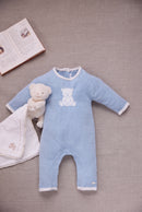 Combinaison longue - Bleu grisé coton broderie