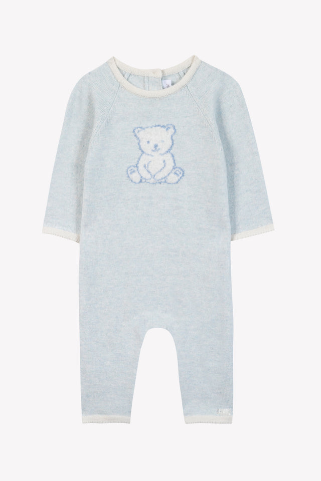 Combinaison longue - Bleu ciel coton broderie - Image principale