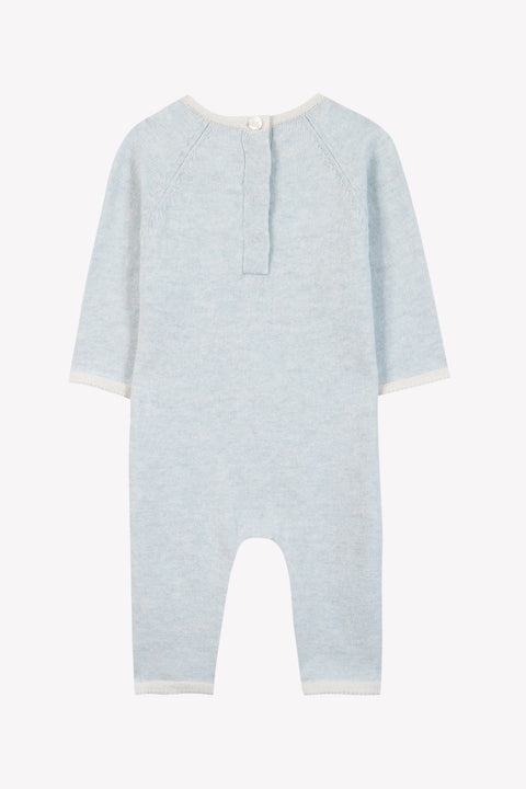 Combinaison longue - Bleu ciel coton broderie - Image principale