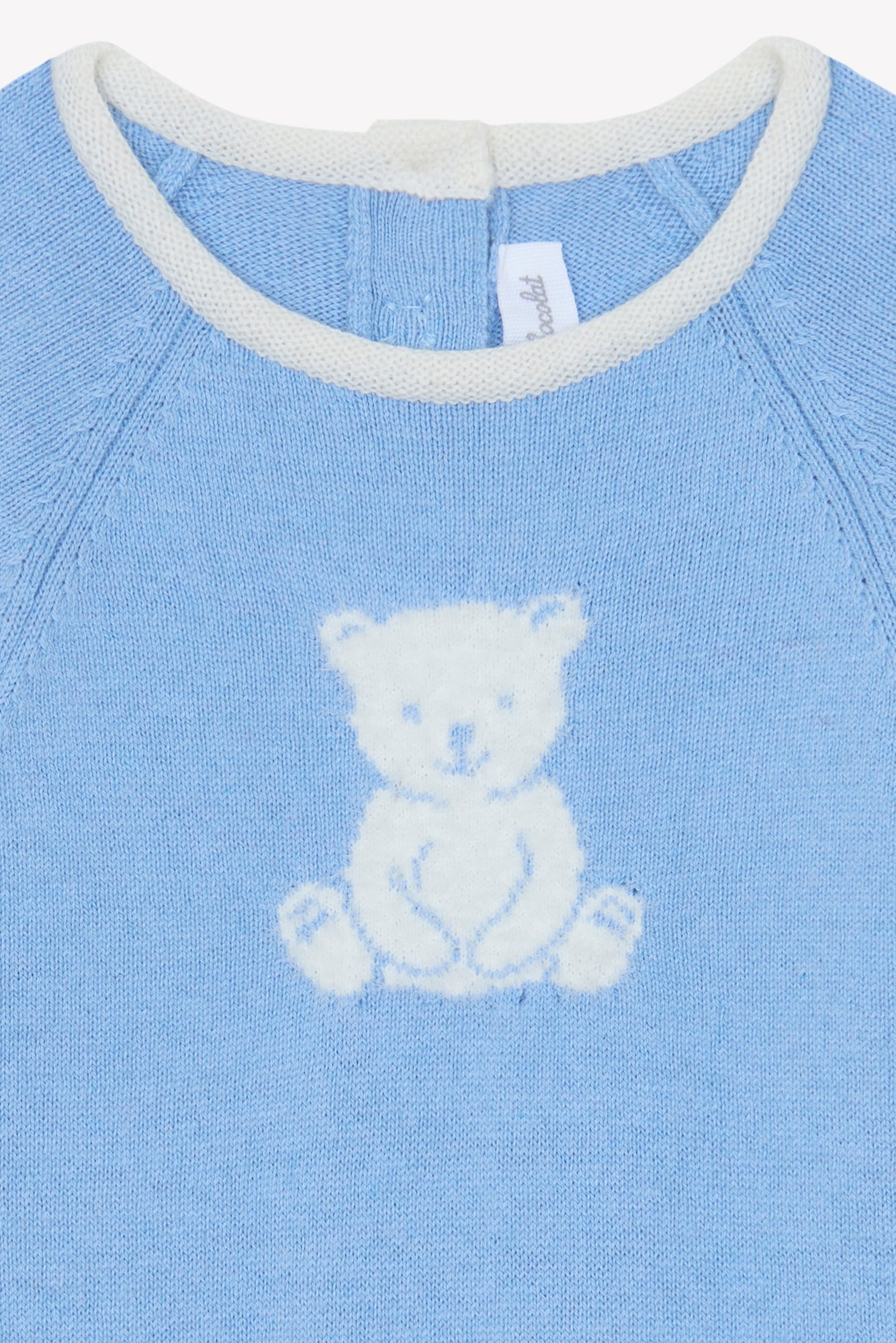 Combinaison longue - Bleu grisé coton broderie