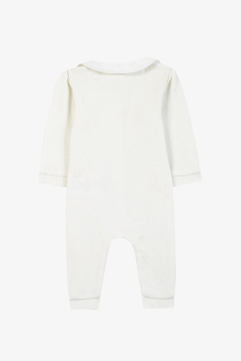 Combinaison longue - Ecru coton col Claudine - Image principale