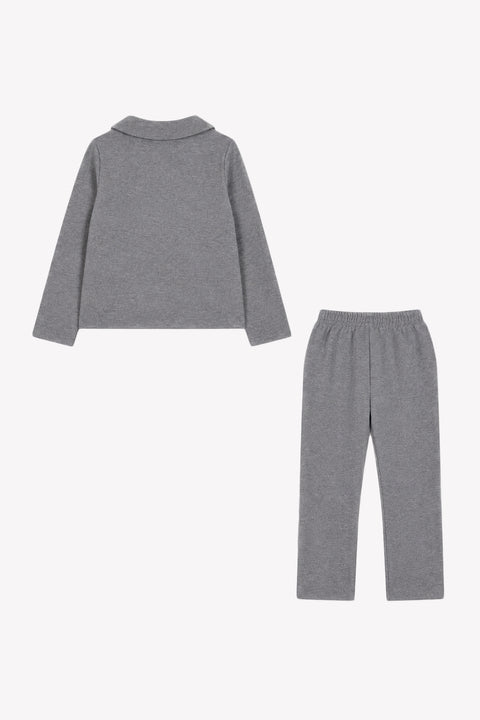 Ensemble de jogging - Gris chiné col claudine - Image principale