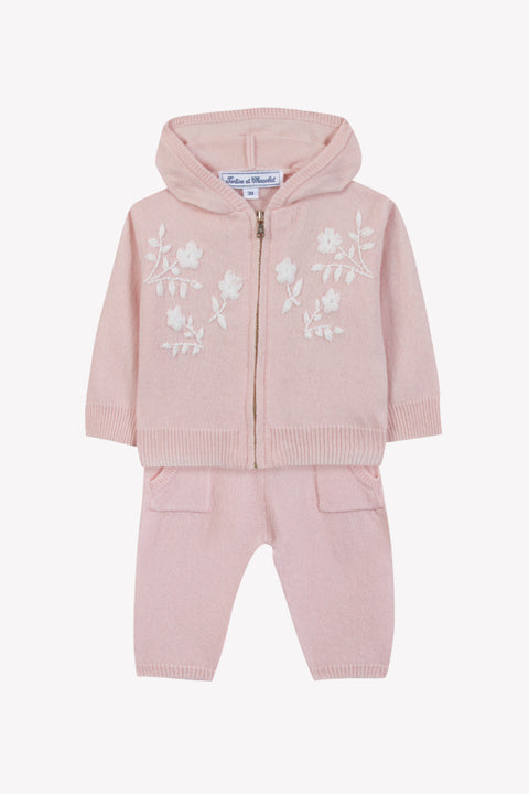 Ensemble Jogging - Rosée laine cachemire broderie - Image principale