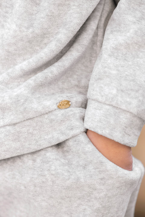 Ensemble Jogging - Gris chiné velours nœuds - Image principale