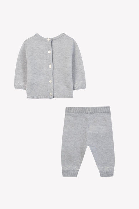 Ensemble long - Gris chiné laine ourson - Image principale
