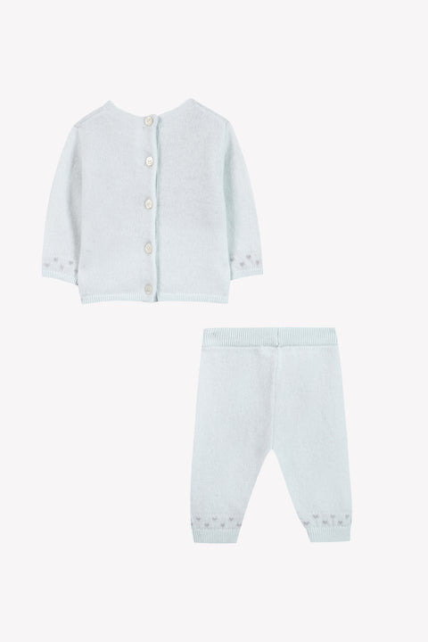 Ensemble long - Bleu ciel laine ourson - Image principale