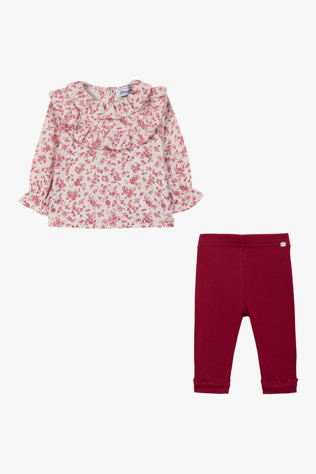 Ensemble long - Cerise coton imprimé fleuri - Image principale