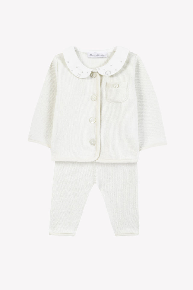 Ensemble long - Ecru coton col Claudine - Image principale