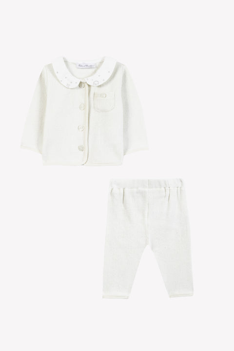 Ensemble long - Ecru coton col Claudine - Image principale