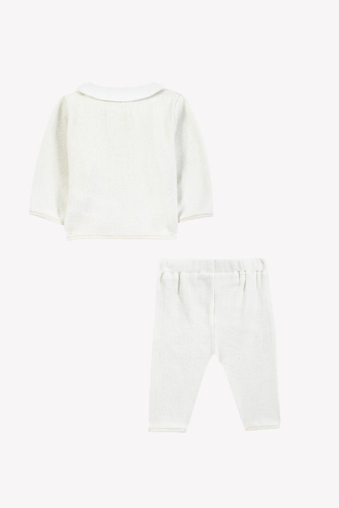 Ensemble long - Ecru coton col Claudine - Image principale