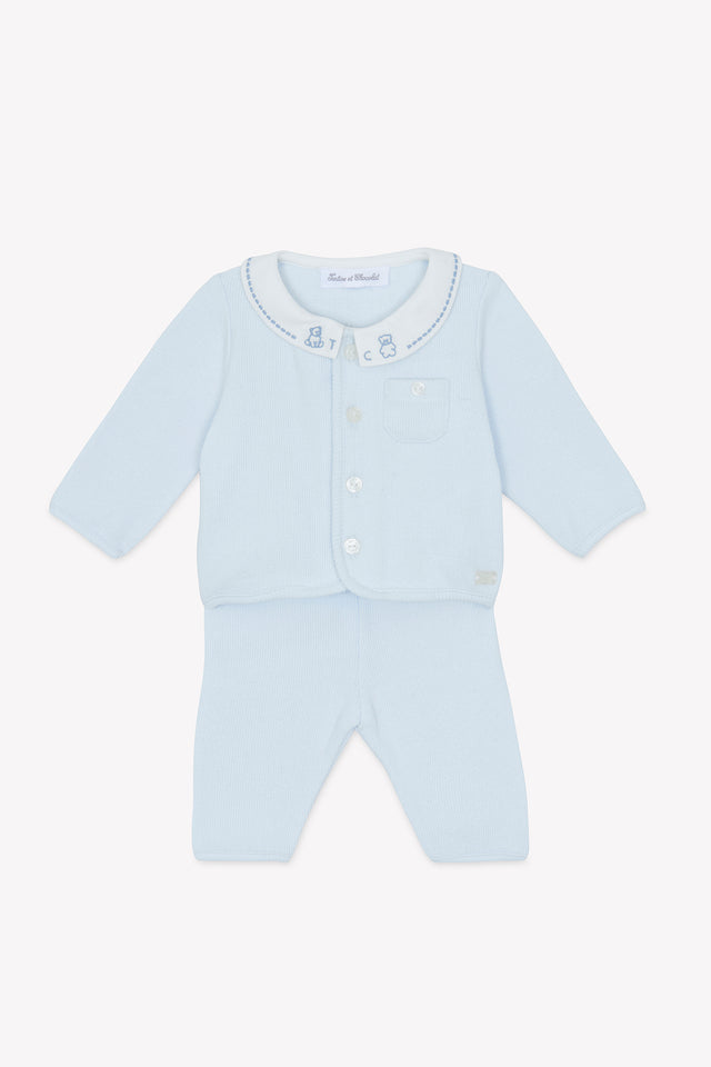 Ensemble long - Bleu ciel coton col Claudine - Image principale