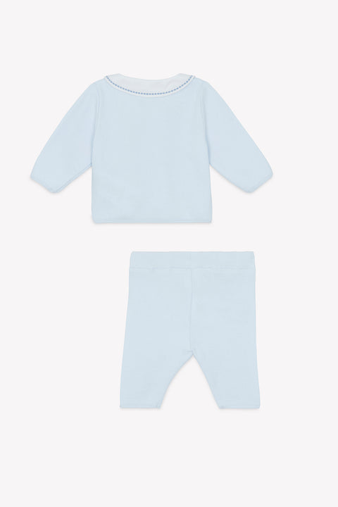 Ensemble long - Bleu ciel coton col Claudine - Image principale