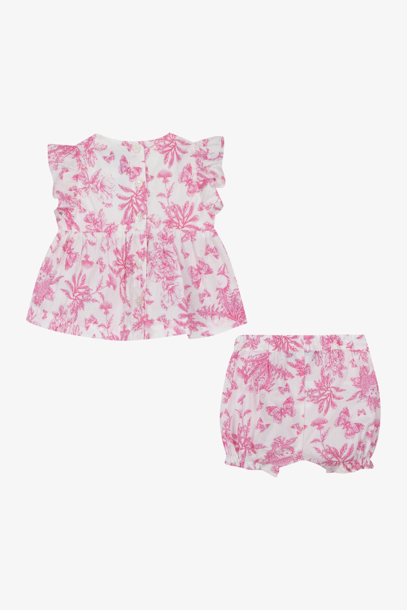 Ensemble court - Rose coton imprimé inspiration toile de jouy