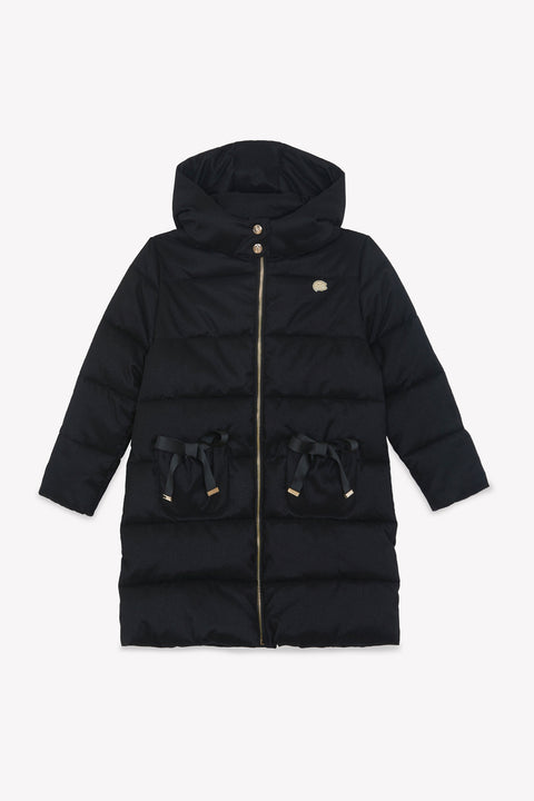 Manteau - Noir capuche nœuds - Image principale