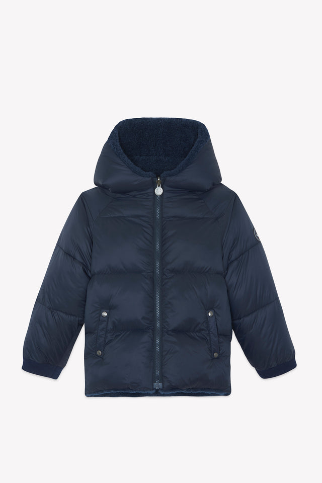 Doudoune - Marine reversible imitation fourrure bouclette - Image principale