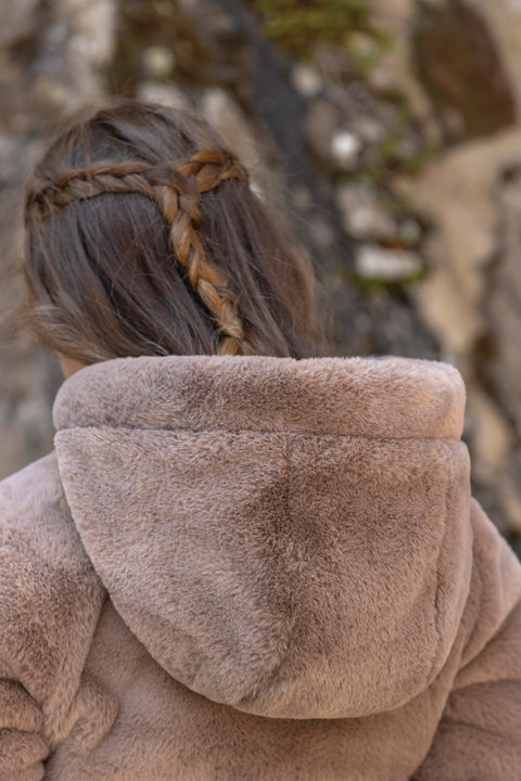 Cappotto - Beige mezzo reversibile Imitazione Pelliccia - Image principale