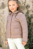 Manteau - Beige moyen col claudine matelassé festonné