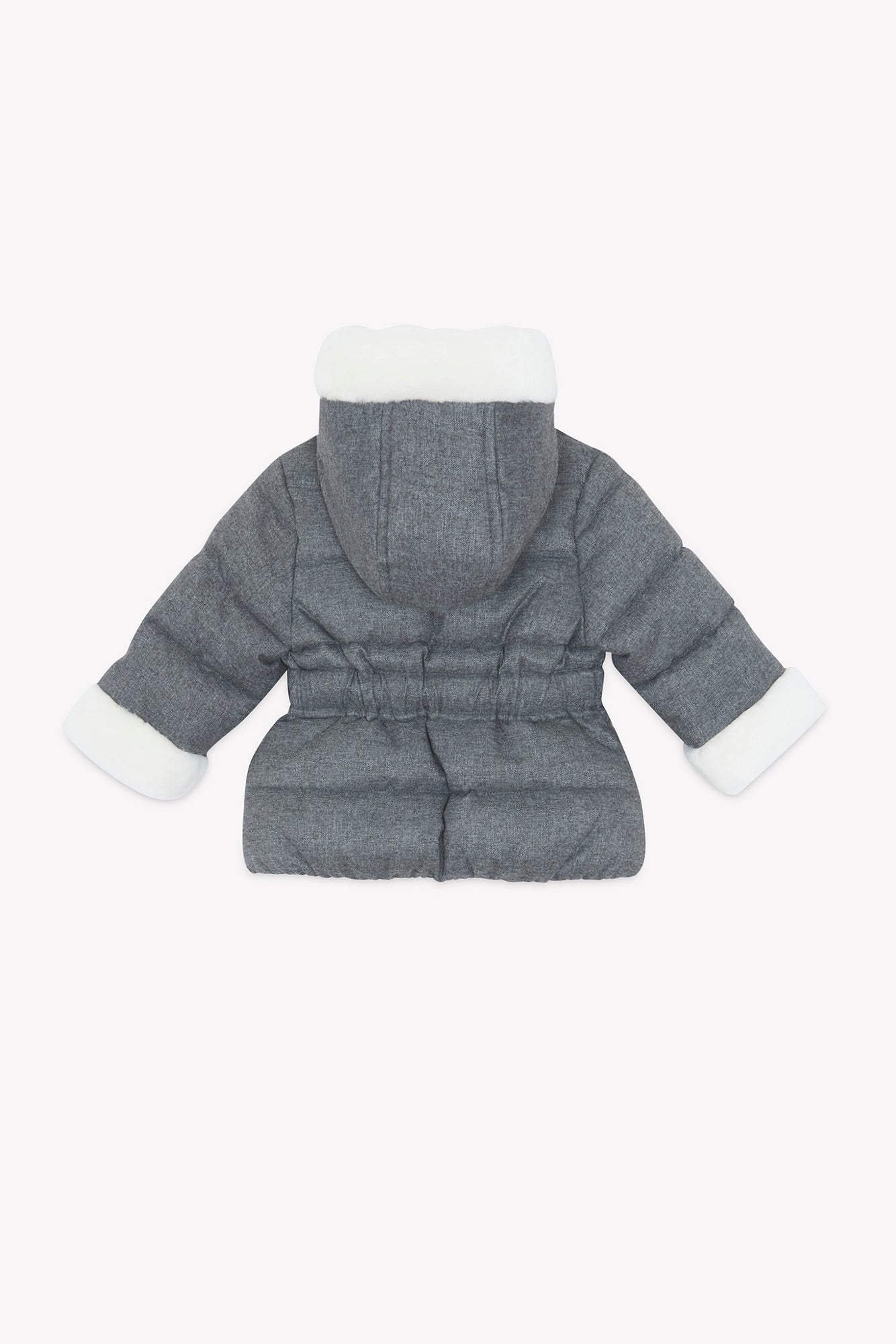 Manteau - Gris chiné capuche imitation fourrure