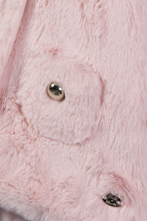Manteau - Rosée imitation fourrure - Image principale