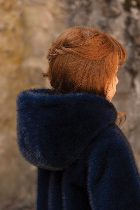 Manteau - Marine imitation fourrure - Image principale