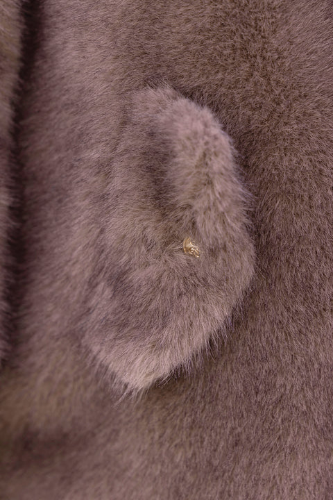 Manteau - Beige moyen imitation fourrure - Image principale