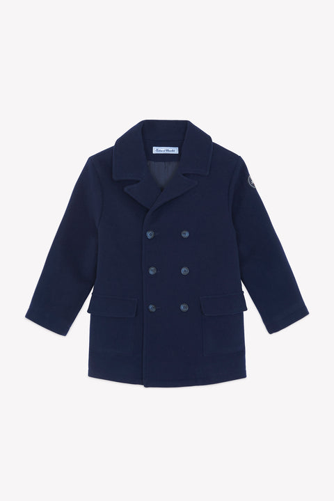 Manteau - Marine laine col châle - Image principale