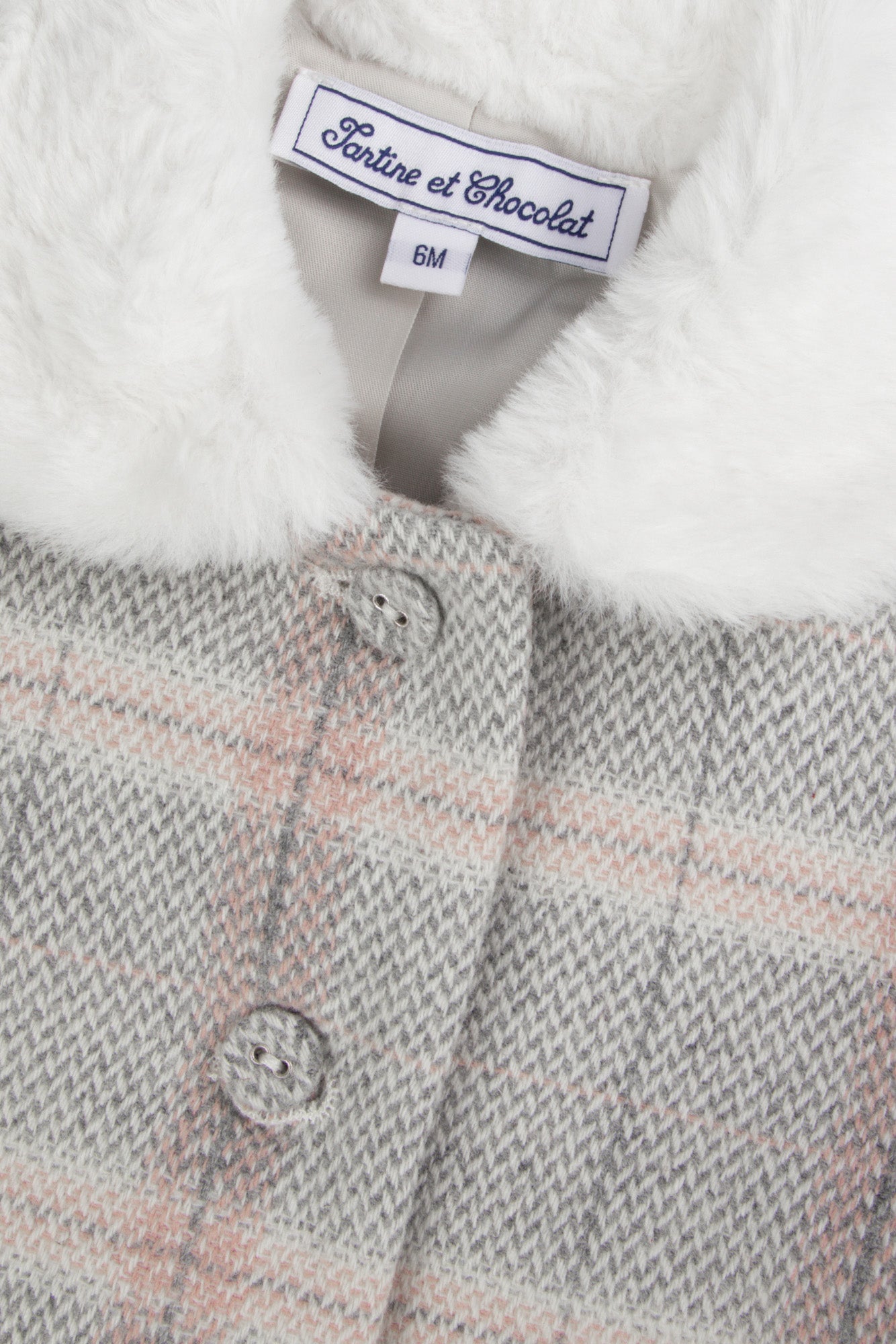 Manteau - Beige moyen laine carreaux