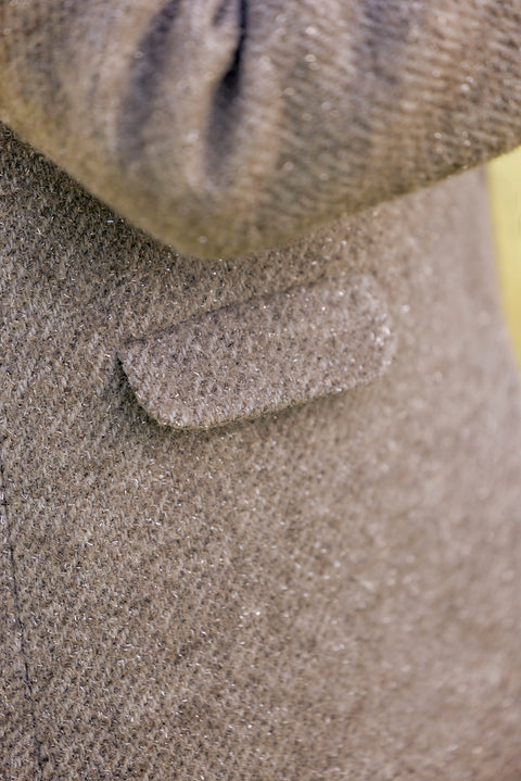 Manteau - Beige moyen tweed col imitation fourrure - Image principale