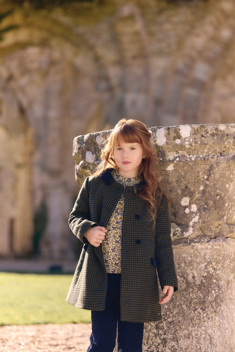 Manteau - Olive laine pied de poule - Image principale