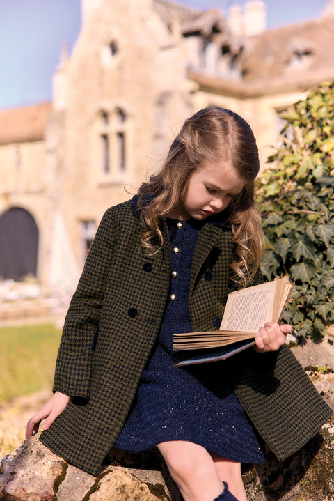 Coat - Olive Wool Puppytooth - Image principale