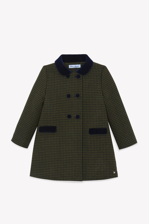 Manteau - Olive laine pied de poule - Image principale