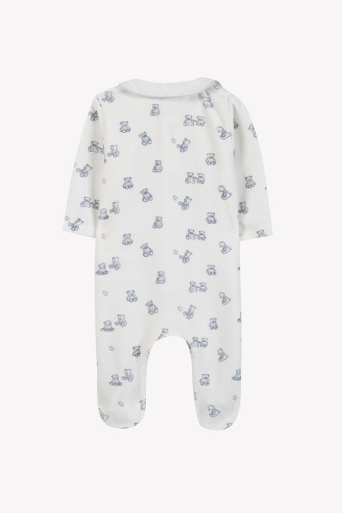 Pajamas - Ecru cotton teddy bear pattern - Image principale