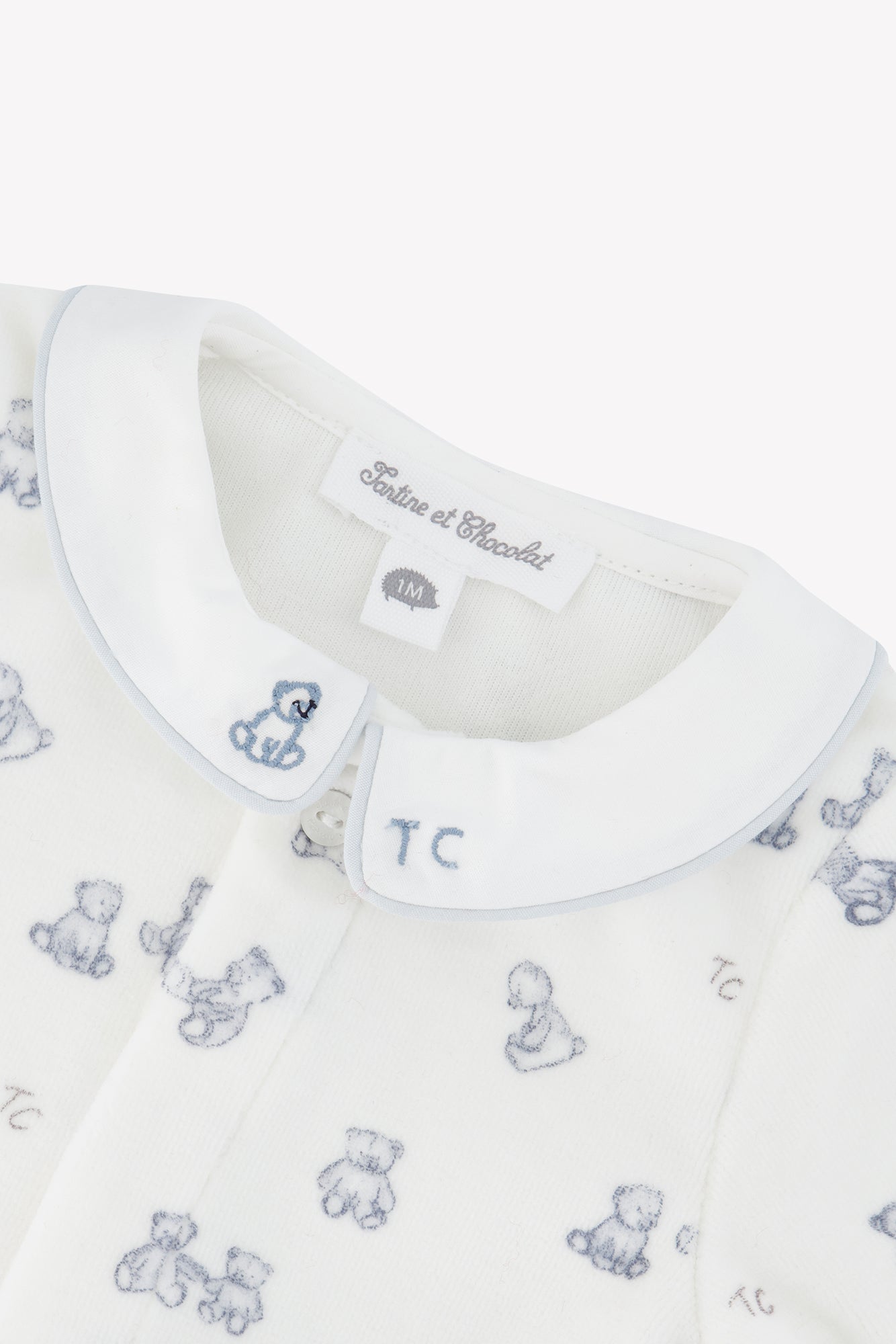 Pajamas - Ecru cotton teddy bear pattern