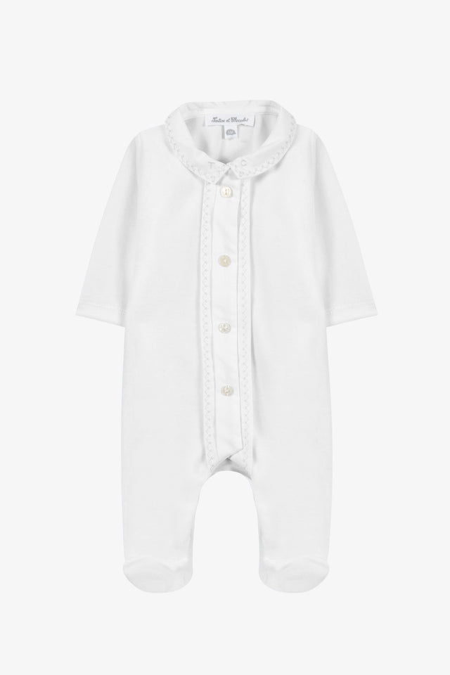 Pyjama - Ecru velours col pointu - Image principale